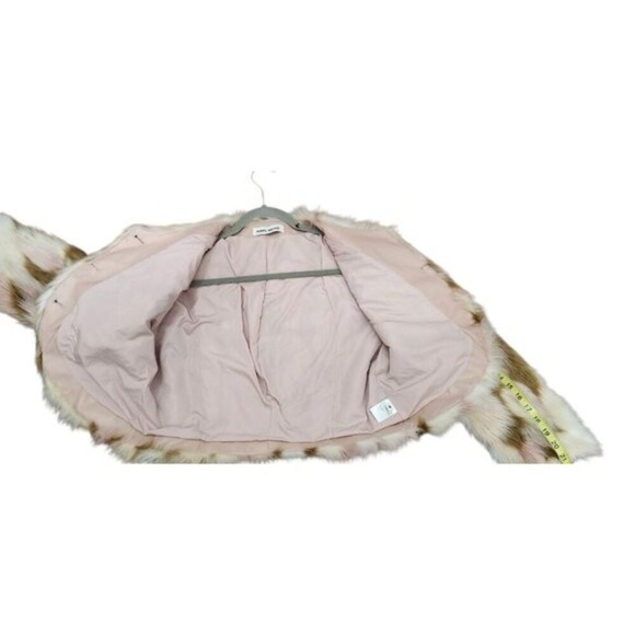 NIMO WANG Faux Fur Jacket Multicolor Pink Brown White |Boho Statement Outerwear - Picture 9 of 13